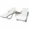VidaXL Chaises longues 2 pcs avec table Résine tressée Marron 2 VidaXL Chaises longues 2 pcs avec table Résine tressée Marron -Bains de soleil Soldes image 1 274868