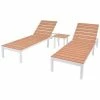 VidaXL Chaise longue 2 pcs avec table Aluminium et WPC Blanc et marron 2 VidaXL Chaise longue 2 pcs avec table Aluminium et WPC Blanc et marron -Bains de soleil Soldes image 1 274876