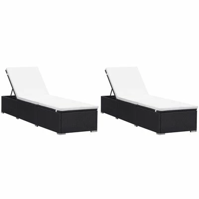 VidaXL Chaises longues avec coussins 2 pcs Résine tressée Noir 3 VidaXL Chaises longues avec coussins 2 pcs Résine tressée Noir