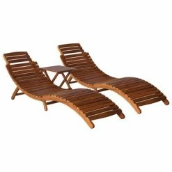 VidaXL Chaise longue avec table à thé 3 pcs Bois d'acacia massif