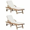 VidaXL Chaises longues avec coussins 2 pcs Bois de teck solide Crème 1 VidaXL Chaises longues avec coussins 2 pcs Bois de teck solide Crème -Bains de soleil Soldes image 1 3054633
