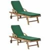 VidaXL Chaises longues avec coussins 2 pcs Bois de teck solide Vert 2 VidaXL Chaises longues avec coussins 2 pcs Bois de teck solide Vert -Bains de soleil Soldes image 1 3054635
