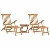 VidaXL Chaises longues de jardin et repose-pied et table Bois de teck -Bains de soleil Soldes image 1 3059959