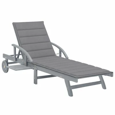 VidaXL Chaise longue de jardin avec coussin Bois d'acacia solide 3 VidaXL Chaise longue de jardin avec coussin Bois d'acacia solide