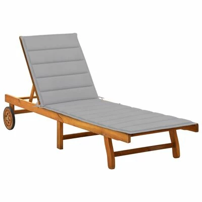 VidaXL Chaise longue de jardin avec coussin Bois d'acacia solide 3 VidaXL Chaise longue de jardin avec coussin Bois d'acacia solide