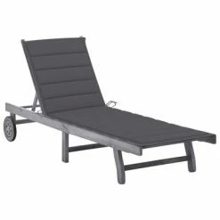 VidaXL Chaise longue de jardin avec coussin Gris Bois d'acacia solide