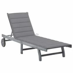 VidaXL Chaise longue de jardin avec coussin Gris Bois d'acacia solide