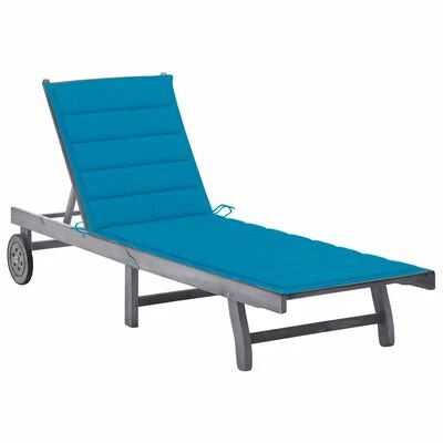 VidaXL Chaise longue de jardin avec coussin Gris Bois d'acacia solide 3 VidaXL Chaise longue de jardin avec coussin Gris Bois d'acacia solide