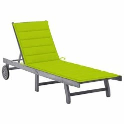 VidaXL Chaise longue de jardin avec coussin Gris Bois d'acacia solide