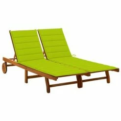 VidaXL Chaise longue de jardin 2 places avec coussins Acacia solide