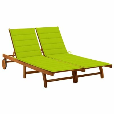 VidaXL Chaise longue de jardin 2 places avec coussins Acacia solide 3 VidaXL Chaise longue de jardin 2 places avec coussins Acacia solide