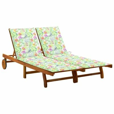 VidaXL Chaise longue de jardin 2 places avec coussins Acacia solide 3 VidaXL Chaise longue de jardin 2 places avec coussins Acacia solide