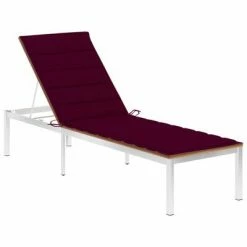 VidaXL Chaise longue avec coussin Bois de teck et acier inoxydable
