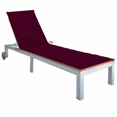 VidaXL Chaise longue avec coussin Bois d'acacia et acier galvanisé 3 VidaXL Chaise longue avec coussin Bois d'acacia et acier galvanisé