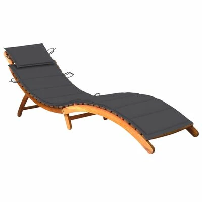 VidaXL Chaise longue de jardin avec coussin Bois d'acacia solide 3 VidaXL Chaise longue de jardin avec coussin Bois d'acacia solide