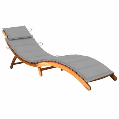 VidaXL Chaise longue de jardin avec coussin Bois d'acacia solide 3 VidaXL Chaise longue de jardin avec coussin Bois d'acacia solide