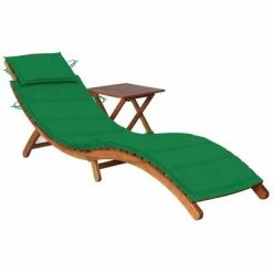 VidaXL Chaise longue de jardin avec table et coussin Bois d'acacia