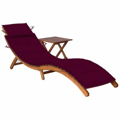 VidaXL Chaise longue de jardin avec table et coussin Bois d'acacia 3 VidaXL Chaise longue de jardin avec table et coussin Bois d'acacia