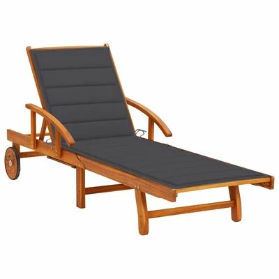 VidaXL Chaise longue de jardin avec coussin Bois d'acacia solide 3 VidaXL Chaise longue de jardin avec coussin Bois d'acacia solide