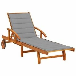 VidaXL Chaise longue de jardin avec coussin Bois d'acacia solide