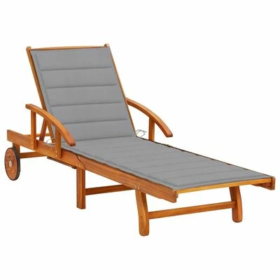 VidaXL Chaise longue de jardin avec coussin Bois d'acacia solide 3 VidaXL Chaise longue de jardin avec coussin Bois d'acacia solide