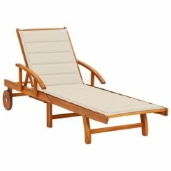 VidaXL Chaise longue de jardin avec coussin Bois d'acacia solide