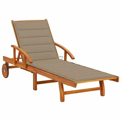 VidaXL Chaise longue de jardin avec coussin Bois d'acacia solide 3 VidaXL Chaise longue de jardin avec coussin Bois d'acacia solide