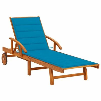 VidaXL Chaise longue de jardin avec coussin Bois d'acacia solide 3 VidaXL Chaise longue de jardin avec coussin Bois d'acacia solide