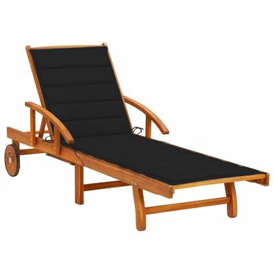 VidaXL Chaise longue de jardin avec coussin Bois d'acacia solide 3 VidaXL Chaise longue de jardin avec coussin Bois d'acacia solide