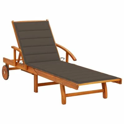 VidaXL Chaise longue de jardin avec coussin Bois d'acacia solide 3 VidaXL Chaise longue de jardin avec coussin Bois d'acacia solide