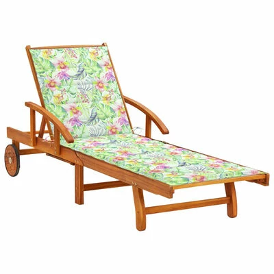 VidaXL Chaise longue de jardin avec coussin Bois d'acacia solide 3 VidaXL Chaise longue de jardin avec coussin Bois d'acacia solide