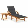 VidaXL Chaise longue de jardin avec table et coussin Bois d'acacia 2 VidaXL Chaise longue de jardin avec table et coussin Bois d'acacia -Bains de soleil Soldes image 1 3061617