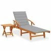 VidaXL Chaise longue de jardin avec table et coussin Bois d'acacia 1 VidaXL Chaise longue de jardin avec table et coussin Bois d'acacia -Bains de soleil Soldes image 1 3061618