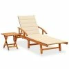 VidaXL Chaise longue de jardin avec table et coussin Bois d'acacia -Bains de soleil Soldes image 1 3061619