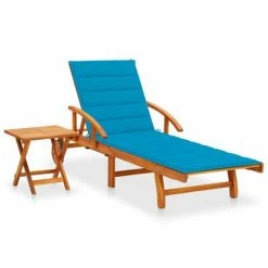 VidaXL Chaise longue de jardin avec table et coussin Bois d'acacia