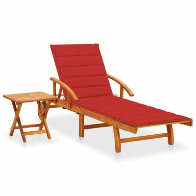 VidaXL Chaise longue de jardin avec table et coussin Bois d'acacia 3 VidaXL Chaise longue de jardin avec table et coussin Bois d'acacia