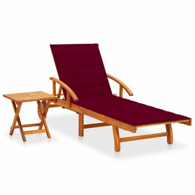 VidaXL Chaise longue de jardin avec table et coussin Bois d'acacia 3 VidaXL Chaise longue de jardin avec table et coussin Bois d'acacia