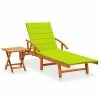 VidaXL Chaise longue de jardin avec table et coussin Bois d'acacia -Bains de soleil Soldes image 1 3061628
