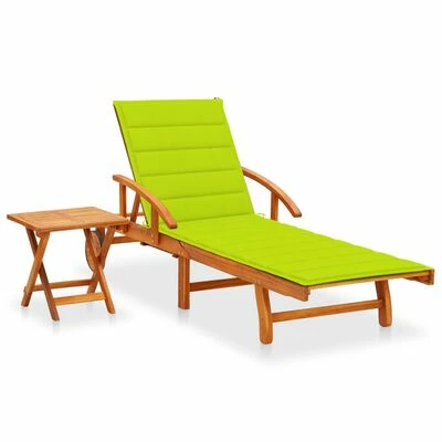 VidaXL Chaise longue de jardin avec table et coussin Bois d'acacia 3 VidaXL Chaise longue de jardin avec table et coussin Bois d'acacia
