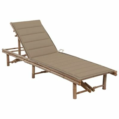 VidaXL Chaise longue de jardin avec coussin Bambou 3 VidaXL Chaise longue de jardin avec coussin Bambou