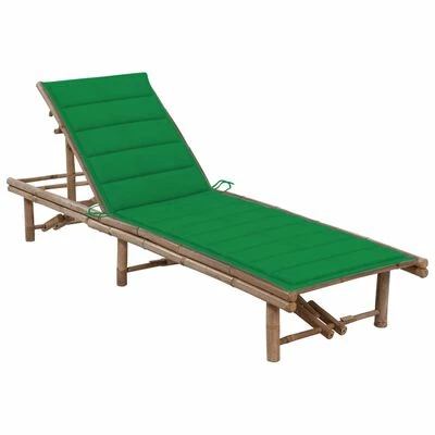VidaXL Chaise longue de jardin avec coussin Bambou 3 VidaXL Chaise longue de jardin avec coussin Bambou