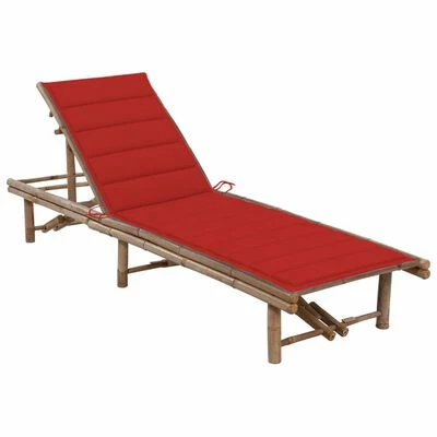 VidaXL Chaise longue de jardin avec coussin Bambou 3 VidaXL Chaise longue de jardin avec coussin Bambou