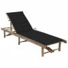 VidaXL Chaise longue de jardin avec coussin Bambou 2 VidaXL Chaise longue de jardin avec coussin Bambou -Bains de soleil Soldes image 1 3061639