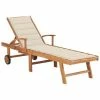VidaXL Chaise longue avec coussin crème Bois de teck solide 1 VidaXL Chaise longue avec coussin crème Bois de teck solide -Bains de soleil Soldes image 1 3063008