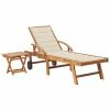 VidaXL Chaise longue avec table et coussin Bois de teck solide 2 VidaXL Chaise longue avec table et coussin Bois de teck solide -Bains de soleil Soldes image 1 3063023