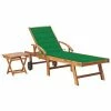 VidaXL Chaise longue avec table et coussin Bois de teck solide
