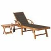 VidaXL Chaise longue avec table et coussin Bois de teck solide 2 VidaXL Chaise longue avec table et coussin Bois de teck solide -Bains de soleil Soldes image 1 3063029