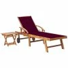 VidaXL Chaise longue avec table et coussin Bois de teck solide 1 VidaXL Chaise longue avec table et coussin Bois de teck solide -Bains de soleil Soldes image 1 3063030