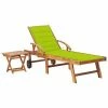 VidaXL Chaise longue avec table et coussin Bois de teck solide -Bains de soleil Soldes image 1 3063032