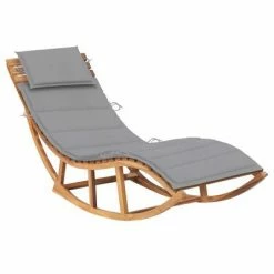 Bains de soleil Soldes 29 VidaXL Chaise longue à bascule avec coussin Bois de teck solide